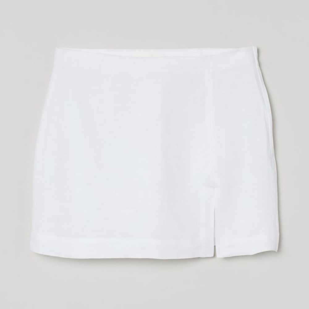 H&M White Linen Mini Skirt
